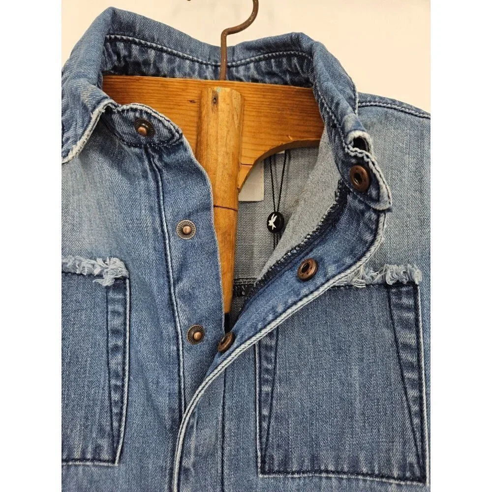 New One Teaspoon Ranch Denim Jumpsuit Girls Kids 5-6 Prophecy Blue Long Sleeve